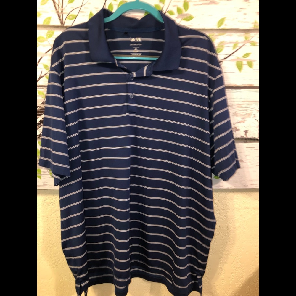 Adidas XXL Men’s Pure Motion Polo; Navy and White